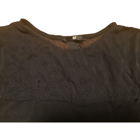 H&M Girls Black Sheer Lacey Top XS - Picture 2 of 4